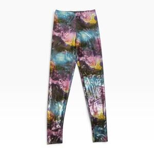 G-Pop Clothing Shiny Galaxy Space Stars Moon Planet Leggings S